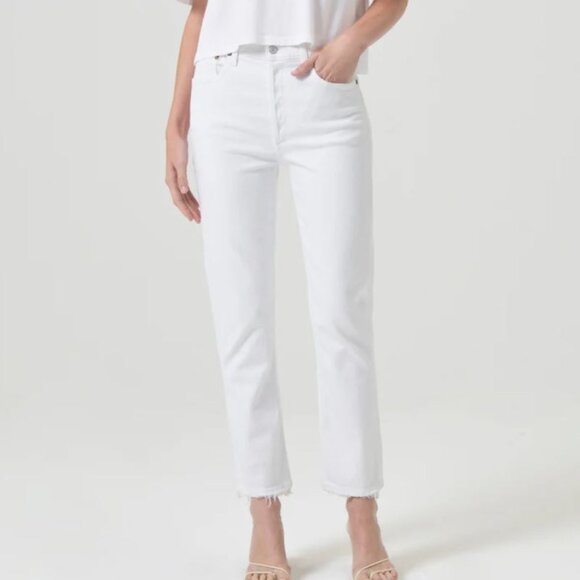 Agolde Riley High Rise Straight Crop in Sour Cream size 25 - Picture 1 of 10